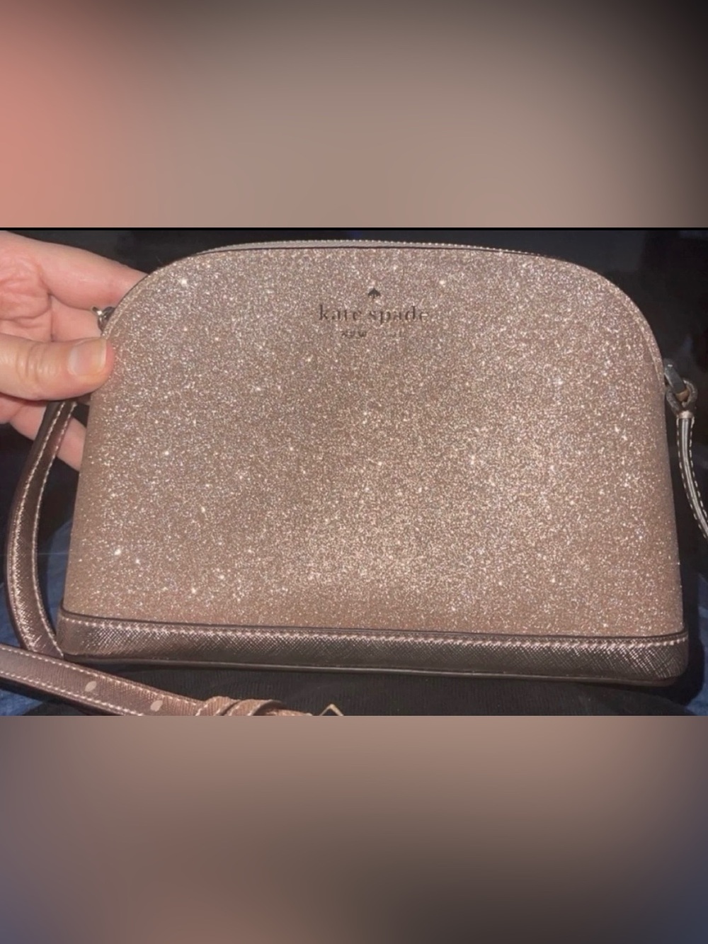Kate Spade Rose Gold Tinsel Dome Glitter Crossbody Bag - Picture 4 of 11